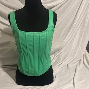 Body Contour Faux Leather Corset Cropped Tank S
